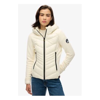 Superdry für Damen. W5011904A Storm Hooded Fleece Jacke gebrochene Bank (M), Weiß, Lässig, Recyceltes Polyester, Nachhaltig Superdry für Damen. W5011904A Storm Hooded Fleece Jacke gebrochene Bank (M), Weiß, Lässig, Recyceltes Polyester, Nachhaltig