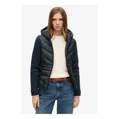 Superdry für Damen. W5011739A Storm Knit Hybrid Jacke mit Kapuze Navy (S), Lässig, Recyceltes Polyester, Nachhaltig, Marine Superdry für Damen. W5011739A Storm Knit Hybrid Jacke mit Kapuze Navy (S), Lässig, Recyceltes Polyester, Nachhaltig, Marine