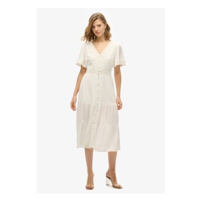 Superdry für Damen. W8011891A Ibiza-Kleid weiß (S), Lässig, Baumwolle, Kurzarm Superdry für Damen. W8011891A Ibiza-Kleid weiß (S), Lässig, Baumwolle, Kurzarm