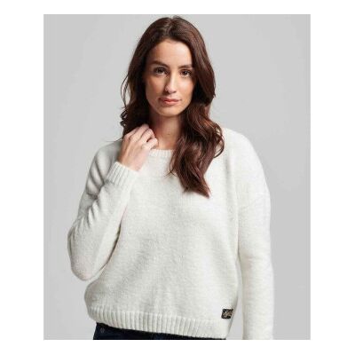 Superdry für Damen. W6110500A Essential Rundhals-Pullover weiß (L), Lässig, Polyester, Langarm Superdry für Damen. W6110500A Essential Rundhals-Pullover weiß (L), Lässig, Polyester, Langarm