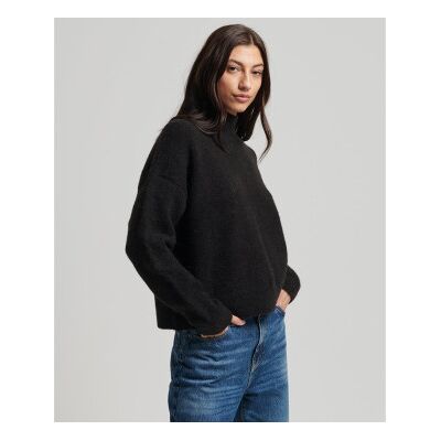 Superdry für Damen. W6110419A Essential Vintage Pullover mit Rundhalsausschnitt schwarz (XL), Lässig, Acryl Superdry für Damen. W6110419A Essential Vintage Pullover mit Rundhalsausschnitt schwarz (XL), Lässig, Acryl