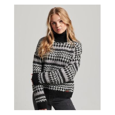 Superdry für Damen. W6110526A Kurzer Strickpulli mit Umlegekragen schwarz (L), Lässig, Polyamid Superdry für Damen. W6110526A Kurzer Strickpulli mit Umlegekragen schwarz (L), Lässig, Polyamid