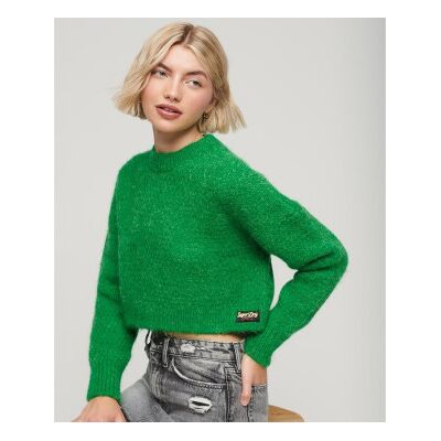Superdry für Damen. W6110527A Kurzer Strickpulli mit grüner Vintage-Struktur (M), Lässig, Acryl Superdry für Damen. W6110527A Kurzer Strickpulli mit grüner Vintage-Struktur (M), Lässig, Acryl