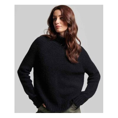 Superdry für Damen. W6110502A Essential Marineblauer Rippenstrickpullover (L), Lässig, Acryl, Langarm Superdry für Damen. W6110502A Essential Marineblauer Rippenstrickpullover (L), Lässig, Acryl, Langarm