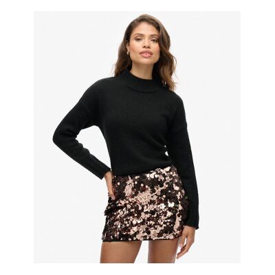 Superdry für Damen. W6110551A Essential Mock-Pullover schwarz (M), Lässig, Acryl Superdry für Damen. W6110551A Essential Mock-Pullover schwarz (M), Lässig, Acryl