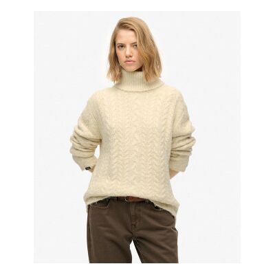 Superdry für Damen. W6110662A Beigefarbener Rollpulli (M), Lässig, Nylon Superdry für Damen. W6110662A Beigefarbener Rollpulli (M), Lässig, Nylon