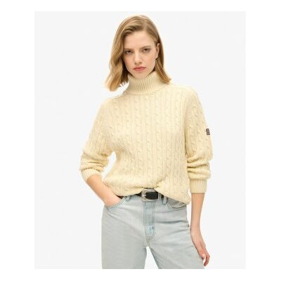 Superdry für Damen. W6110614A Beigefarbener Pullover mit lockerer Kabelrolle (S), Lässig, Baumwolle Superdry für Damen. W6110614A Beigefarbener Pullover mit lockerer Kabelrolle (S), Lässig, Baumwolle