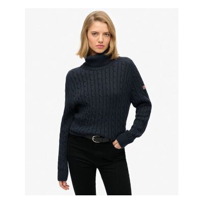 Superdry für Damen. W6110614A Slouchy Cable Rollkragenpullover navy (XS), Lässig, Baumwolle, Marine Superdry für Damen. W6110614A Slouchy Cable Rollkragenpullover navy (XS), Lässig, Baumwolle, Marine