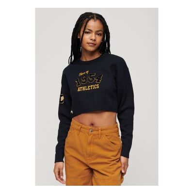 Superdry für Damen. W6110537A Varsity marineblau Rundhalsausschnitt kurzer Pullover (L), Lässig, Langarm, Bio-Baumwolle, Nachhaltig Superdry für Damen. W6110537A Varsity marineblau Rundhalsausschnitt kurzer Pullover (L), Lässig, Langarm, Bio-Baumwolle, Nachhaltig
