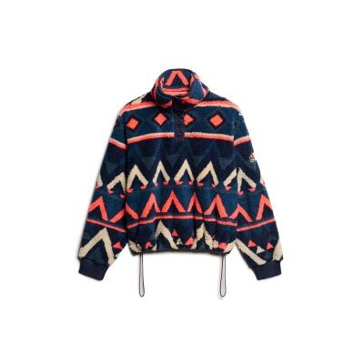Superdry für Damen. W2012348A Superweiches Fleece mit marineblauem Aufdruck (L), Lässig, Polyester Superdry für Damen. W2012348A Superweiches Fleece mit marineblauem Aufdruck (L), Lässig, Polyester
