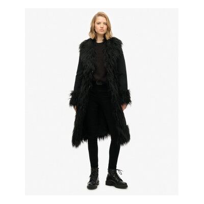 Superdry für Damen. W5012136A Afghanenmantel schwarz (XXS), Lässig, Polyester Superdry für Damen. W5012136A Afghanenmantel schwarz (XXS), Lässig, Polyester