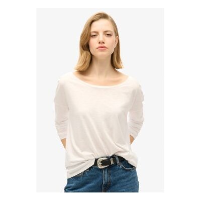 Superdry für Damen. W6011975A Langärmeliges Strick-T-Shirt weiß (XL), Lässig, Baumwolle, Langarm Superdry für Damen. W6011975A Langärmeliges Strick-T-Shirt weiß (XL), Lässig, Baumwolle, Langarm