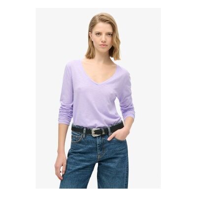 Superdry für Damen. W6011974A Langärmliges Strick-T-Shirt mit V-Ausschnitt fliederfarben (XXS), Lässig, Baumwolle, Langarm Superdry für Damen. W6011974A Langärmliges Strick-T-Shirt mit V-Ausschnitt fliederfarben (XXS), Lässig, Baumwolle, Langarm