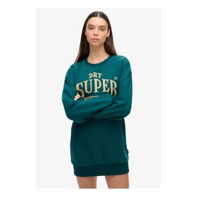 Superdry für Damen. W8011755A Kleid aus Sweatshirt-Stoff mit Metallic-Logo Luxe grün (XXS/XS), Lässig, Baumwolle, Langarm, Nachhaltig Superdry für Damen. W8011755A Kleid aus Sweatshirt-Stoff mit Metallic-Logo Luxe grün (XXS/XS), Lässig, Baumwolle, Langarm, Nachhaltig