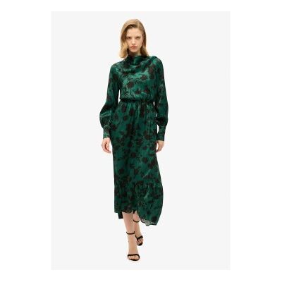 Superdry für Damen. W8011790A Langes grünes Jacquard-Kleid mit Umlegekragen (S), Lässig, Viskose, Langarm Superdry für Damen. W8011790A Langes grünes Jacquard-Kleid mit Umlegekragen (S), Lässig, Viskose, Langarm