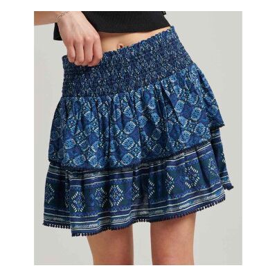 Superdry für Damen. W7210264A Gestufter Minirock mit Logo Vintage Logo blau (XL), Lässig, Viskose Superdry für Damen. W7210264A Gestufter Minirock mit Logo Vintage Logo blau (XL), Lässig, Viskose