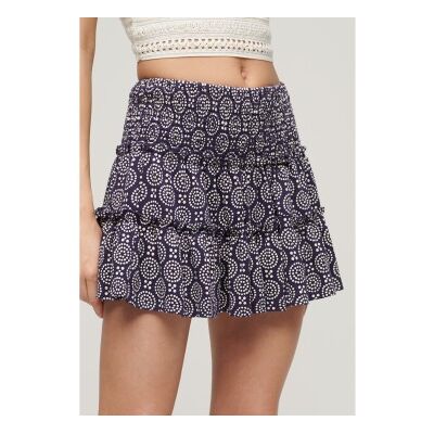 Superdry für Damen. W7210319A Marineblauer gestufter Strickminirock (L), Lässig, Baumwolle Superdry für Damen. W7210319A Marineblauer gestufter Strickminirock (L), Lässig, Baumwolle
