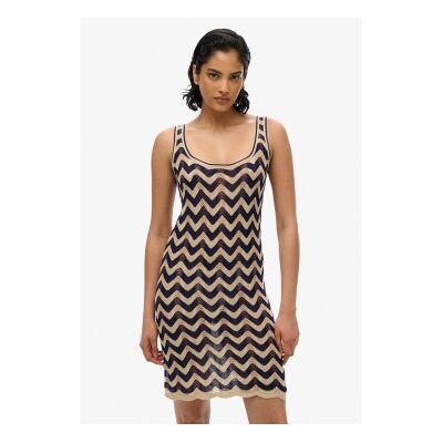 Superdry für Damen. W8011846A Navyfarbenes Minikleid aus Zickzack-Strick (M), Lässig, Viskose, Ärmellos / Hosenträger, Marine Superdry für Damen. W8011846A Navyfarbenes Minikleid aus Zickzack-Strick (M), Lässig, Viskose, Ärmellos / Hosenträger, Marine
