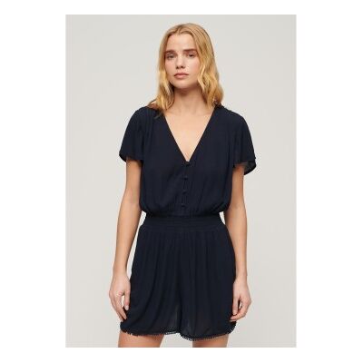 Superdry für Damen. W8011667A Kurzärmeliger marineblauer Strand-Overall (M), Lässig, Viskose, Kurzarm Superdry für Damen. W8011667A Kurzärmeliger marineblauer Strand-Overall (M), Lässig, Viskose, Kurzarm