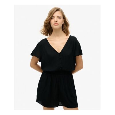 Superdry für Damen. W8011880A Bedruckter kurzärmeliger Jumpsuit schwarz (L), Lässig, Viskose, Kurzarm Superdry für Damen. W8011880A Bedruckter kurzärmeliger Jumpsuit schwarz (L), Lässig, Viskose, Kurzarm