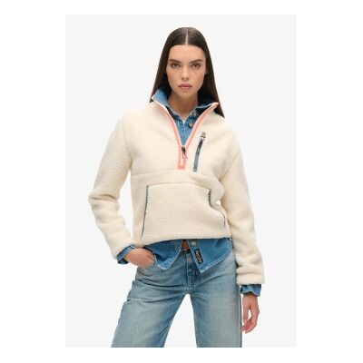 Superdry für Damen. W2012341A Outdoor Fleece Half Zip Fleece beige (XL), Lässig, Polyester Superdry für Damen. W2012341A Outdoor Fleece Half Zip Fleece beige (XL), Lässig, Polyester