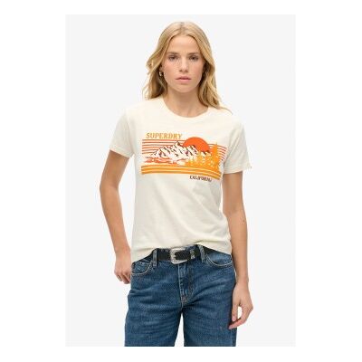 Superdry für Damen. W1011574A Gestreiftes schmal geschnittenes T-Shirt Outdoor weiß (M), Lässig, Baumwolle, Kurzarm Superdry für Damen. W1011574A Gestreiftes schmal geschnittenes T-Shirt Outdoor weiß (M), Lässig, Baumwolle, Kurzarm
