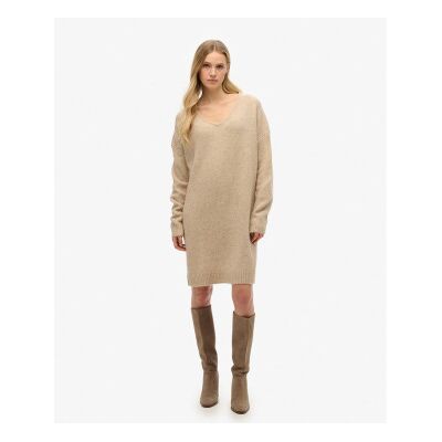 Superdry für Damen. W8011762A Beigefarbenes Kleid in Übergröße (M), Lässig, Acryl, Langarm Superdry für Damen. W8011762A Beigefarbenes Kleid in Übergröße (M), Lässig, Acryl, Langarm
