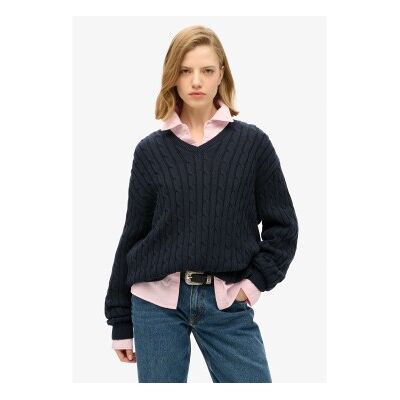 Superdry für Damen. W6110588A Pullover Oversize Cable navy (XXS/XS), Lässig, Baumwolle, Marine Superdry für Damen. W6110588A Pullover Oversize Cable navy (XXS/XS), Lässig, Baumwolle, Marine