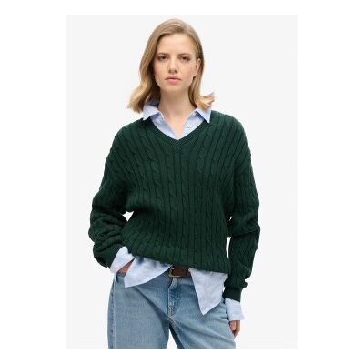 Superdry für Damen. W6110588A Pullover Oversize Cable grün (S/M), Lässig, Baumwolle Superdry für Damen. W6110588A Pullover Oversize Cable grün (S/M), Lässig, Baumwolle