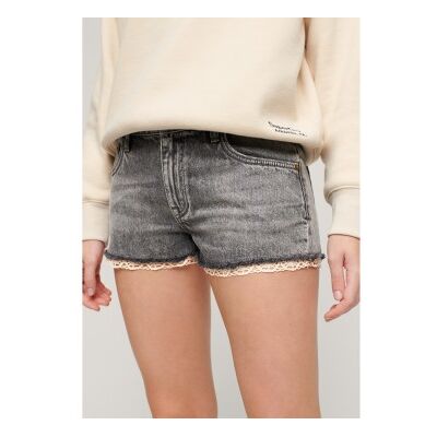 Superdry für Damen. W7110399A Hot Shorts grau (25), Lässig, Baumwolle, Denim Superdry für Damen. W7110399A Hot Shorts grau (25), Lässig, Baumwolle, Denim