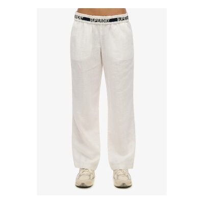 Superdry für Damen. W7011182A Leinenhose mit weißem Kordelzug (40), Lässig Superdry für Damen. W7011182A Leinenhose mit weißem Kordelzug (40), Lässig