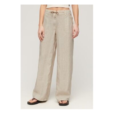 Superdry für Damen. W7011006A Beigefarbene niedrig geschnittene Leinenhose (XL), Lässig Superdry für Damen. W7011006A Beigefarbene niedrig geschnittene Leinenhose (XL), Lässig