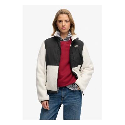 Superdry für Damen. W5012072A Fleece Hybrid Trekker Jacke weiß (L), Lässig, Recyceltes Polyester Superdry für Damen. W5012072A Fleece Hybrid Trekker Jacke weiß (L), Lässig, Recyceltes Polyester
