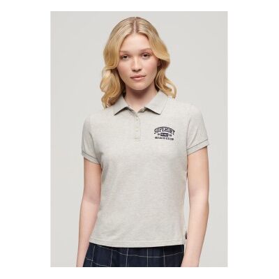 Superdry für Damen. W6011869A Polohemd mit schmaler Passform 90s grau (M), Lässig, Baumwolle, Kurzarm Superdry für Damen. W6011869A Polohemd mit schmaler Passform 90s grau (M), Lässig, Baumwolle, Kurzarm