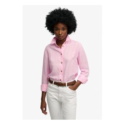 Superdry für Damen. W4010587A Premium Slim Hemd rosa (L), Lässig, Leinen, Langarm Superdry für Damen. W4010587A Premium Slim Hemd rosa (L), Lässig, Leinen, Langarm