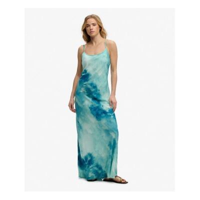 Superdry für Damen. W8012049A Bedrucktes Maxi-Slipkleid blau (XS), Lässig, Viskose, Ärmellos / Hosenträger Superdry für Damen. W8012049A Bedrucktes Maxi-Slipkleid blau (XS), Lässig, Viskose, Ärmellos / Hosenträger