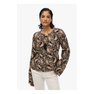 Superdry für Damen. W6012101A Mehrfarbig bedruckte Bluse (L), Lässig, Viskose, Langarm Superdry für Damen. W6012101A Mehrfarbig bedruckte Bluse (L), Lässig, Viskose, Langarm