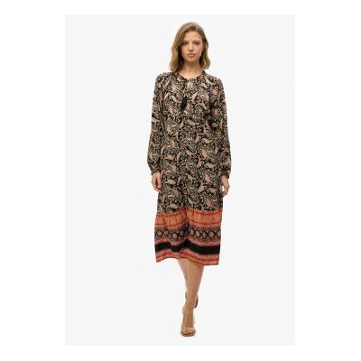 Superdry für Damen. W8011887A Schwarzes bedrucktes Midikleid (S), Lässig, Langarm, Bio-Baumwolle, Nachhaltig Superdry für Damen. W8011887A Schwarzes bedrucktes Midikleid (S), Lässig, Langarm, Bio-Baumwolle, Nachhaltig