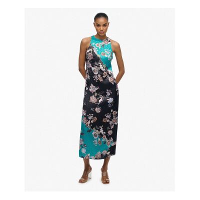Superdry für Damen. W8012040A Jacquard-Kleid blau, schwarz (S), Lässig, Party, Viskose, Ärmellos / Hosenträger Superdry für Damen. W8012040A Jacquard-Kleid blau, schwarz (S), Lässig, Party, Viskose, Ärmellos / Hosenträger