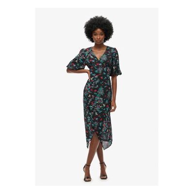 Superdry für Damen. W8011744A Transparentes Midikleid mit kurzen Ärmeln schwarz (S), Lässig, Kurzarm, Recyceltes Polyester, Nachhaltig Superdry für Damen. W8011744A Transparentes Midikleid mit kurzen Ärmeln schwarz (S), Lässig, Kurzarm, Recyceltes Polyester, Nachhaltig