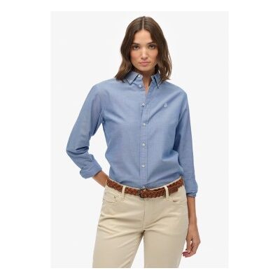 Superdry für Damen. W4010565A Schmal geschnittenes Oxford-Hemd blau (M), Lässig, Baumwolle, Klassisch, Langarm Superdry für Damen. W4010565A Schmal geschnittenes Oxford-Hemd blau (M), Lässig, Baumwolle, Klassisch, Langarm