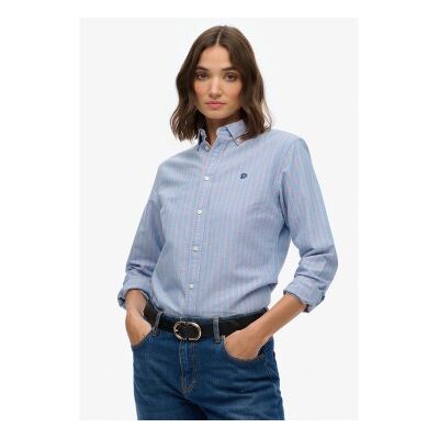 Superdry für Damen. W4010565A Schmal geschnittenes Oxford-Hemd blau (L), Lässig, Baumwolle, Langarm Superdry für Damen. W4010565A Schmal geschnittenes Oxford-Hemd blau (L), Lässig, Baumwolle, Langarm