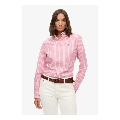Superdry für Damen. W4010565A Schmal geschnittenes Oxford-Hemd rosa (L), Lässig, Baumwolle, Langarm Superdry für Damen. W4010565A Schmal geschnittenes Oxford-Hemd rosa (L), Lässig, Baumwolle, Langarm