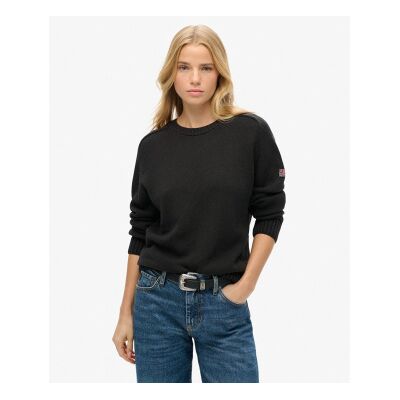 Superdry für Damen. W6110609A Schwarzer Schlabberpulli (L), Lässig, Baumwolle Superdry für Damen. W6110609A Schwarzer Schlabberpulli (L), Lässig, Baumwolle
