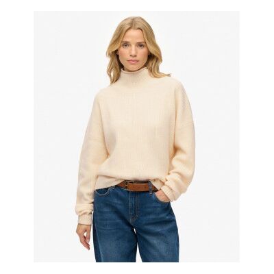 Superdry für Damen. W6110649A Mock beige Pullover (L), Lässig, Acryl Superdry für Damen. W6110649A Mock beige Pullover (L), Lässig, Acryl