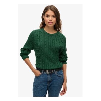 Superdry für Damen. W6110610A Slouchy Cable grüner Pullover (L), Lässig, Baumwolle Superdry für Damen. W6110610A Slouchy Cable grüner Pullover (L), Lässig, Baumwolle