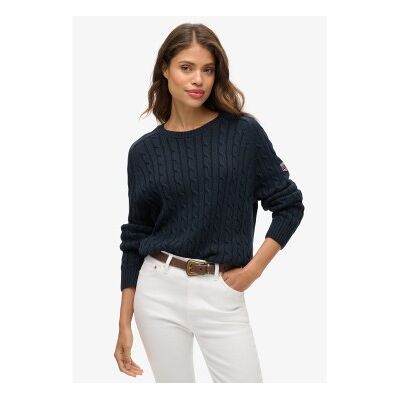 Superdry für Damen. W6110610A Slouchy Cable navy Pullover (XS), Lässig, Baumwolle, Marine Superdry für Damen. W6110610A Slouchy Cable navy Pullover (XS), Lässig, Baumwolle, Marine