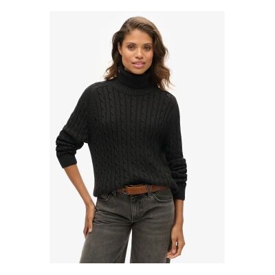 Superdry für Damen. W6110614A Kabel Rollbrücke grau (M), Schwarz, Lässig, Baumwolle Superdry für Damen. W6110614A Kabel Rollbrücke grau (M), Schwarz, Lässig, Baumwolle