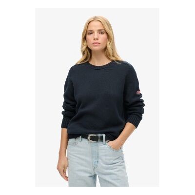 Superdry für Damen. W6110609A Marineblauer Pullover in Schlabberoptik (S), Lässig, Baumwolle, Langarm Superdry für Damen. W6110609A Marineblauer Pullover in Schlabberoptik (S), Lässig, Baumwolle, Langarm