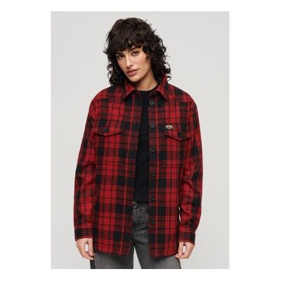 Superdry für Damen. W4010431A Rotkariertes Schafsfell-Überhemd (M), Lässig, Wolle, Langarm Superdry für Damen. W4010431A Rotkariertes Schafsfell-Überhemd (M), Lässig, Wolle, Langarm